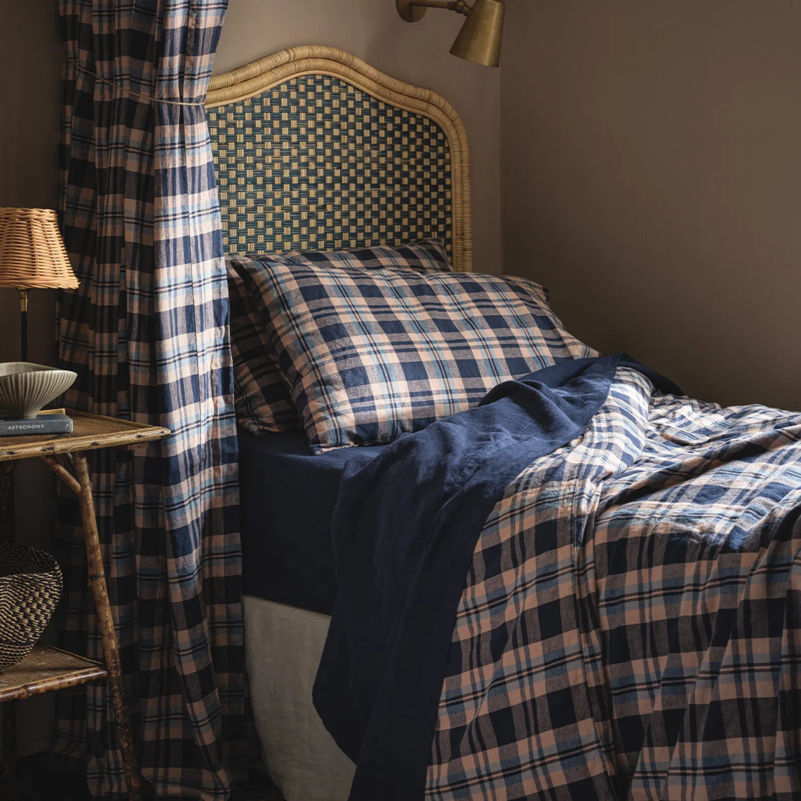 Piglet in Bed Atlantic Dallington Plaid Linen Blend Duvet Cover Atlantic Dallington Check Cheap