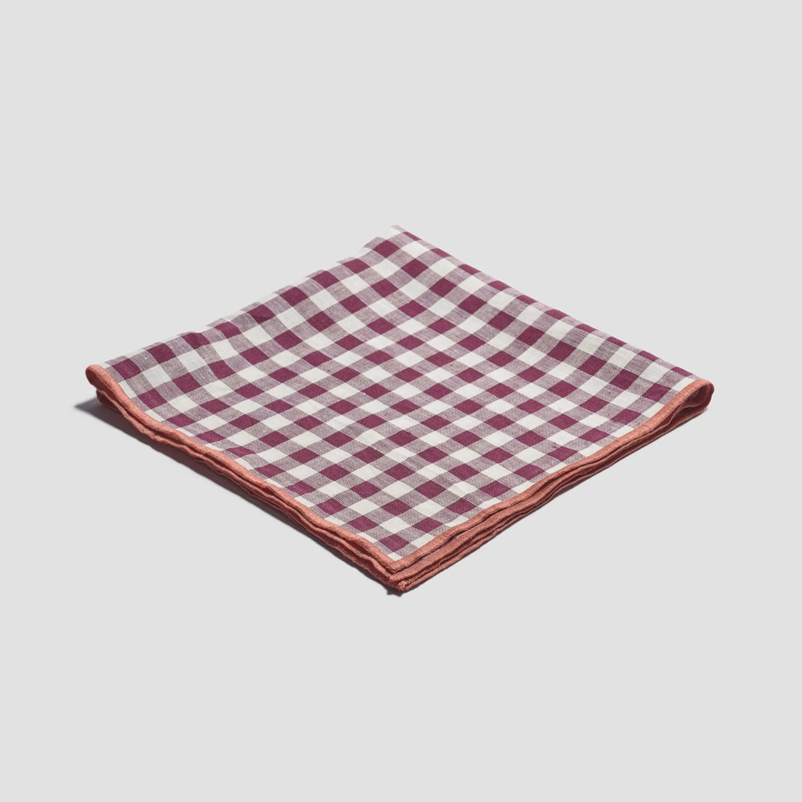 Piglet in Bed 100% Linen Napkins Set of 4 Berry Gingham Discount