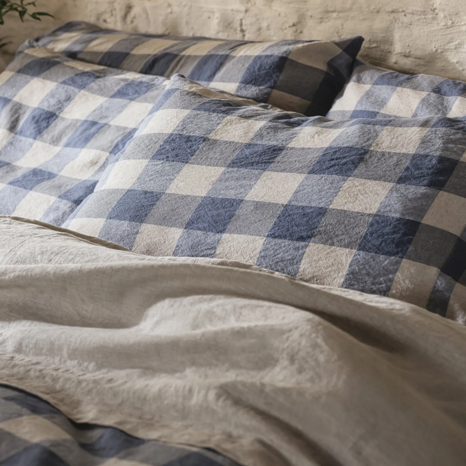 Piglet in Bed Linen Blend Pillowcase (Pair) Blueberry Emsworth Plaid Discount