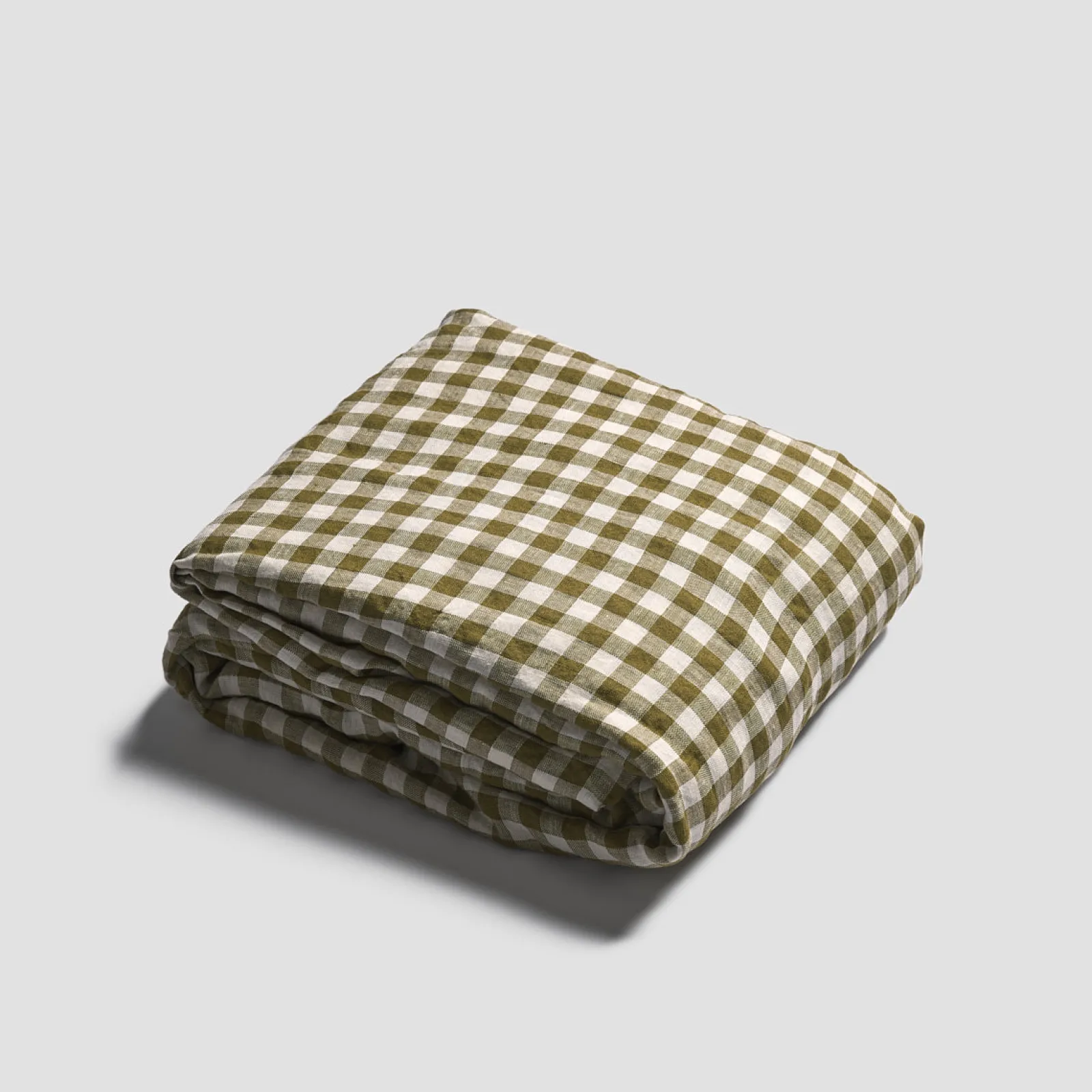 Piglet in Bed 100% Linen Fitted Sheet Botanical Green Gingham Shop