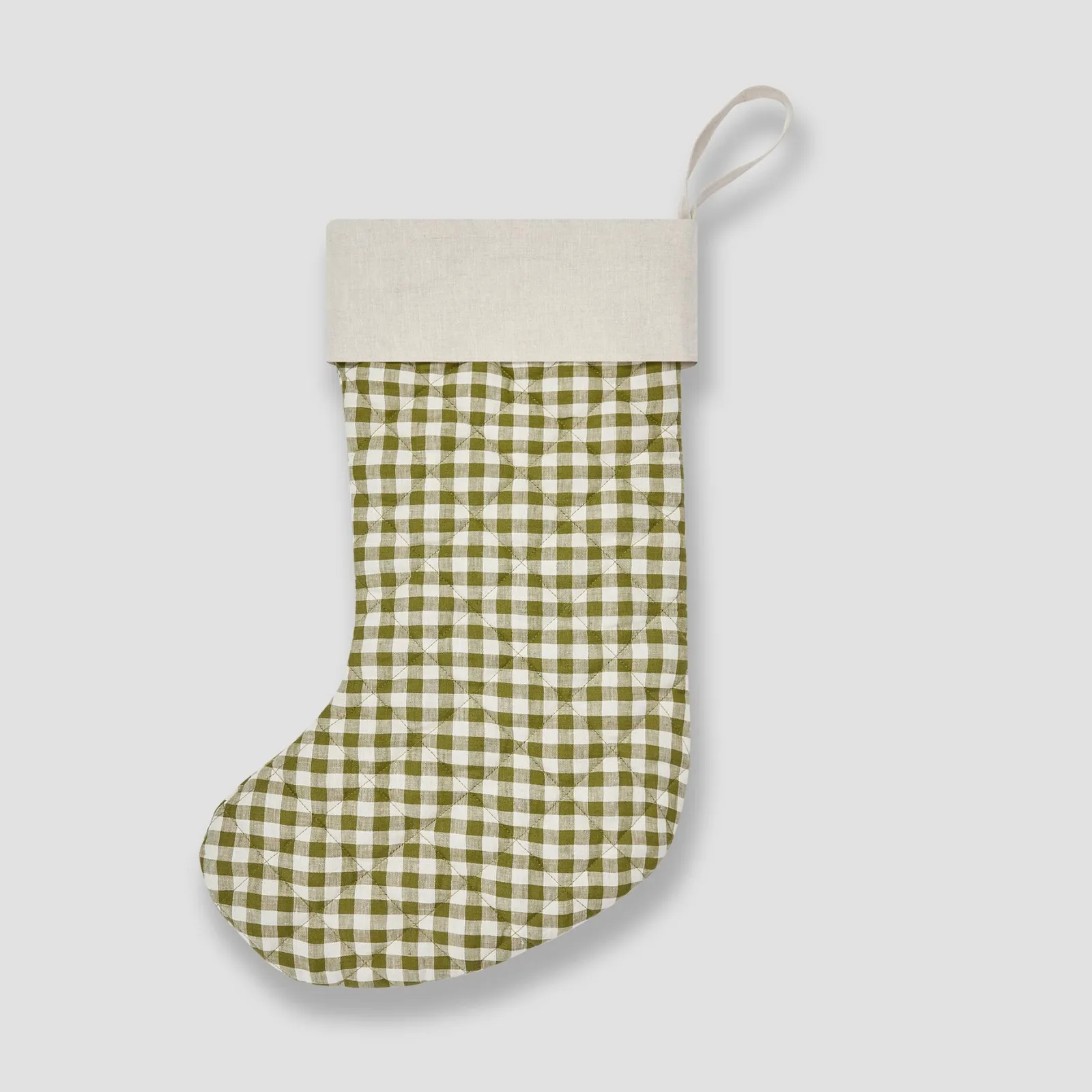 Piglet in Bed Christmas Stocking Botanical Green Gingham Hot