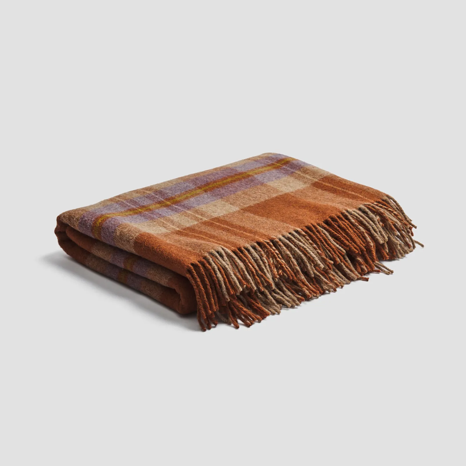 Piglet in Bed Plaid Cabin Wool Blanket Burnt Orange Hot