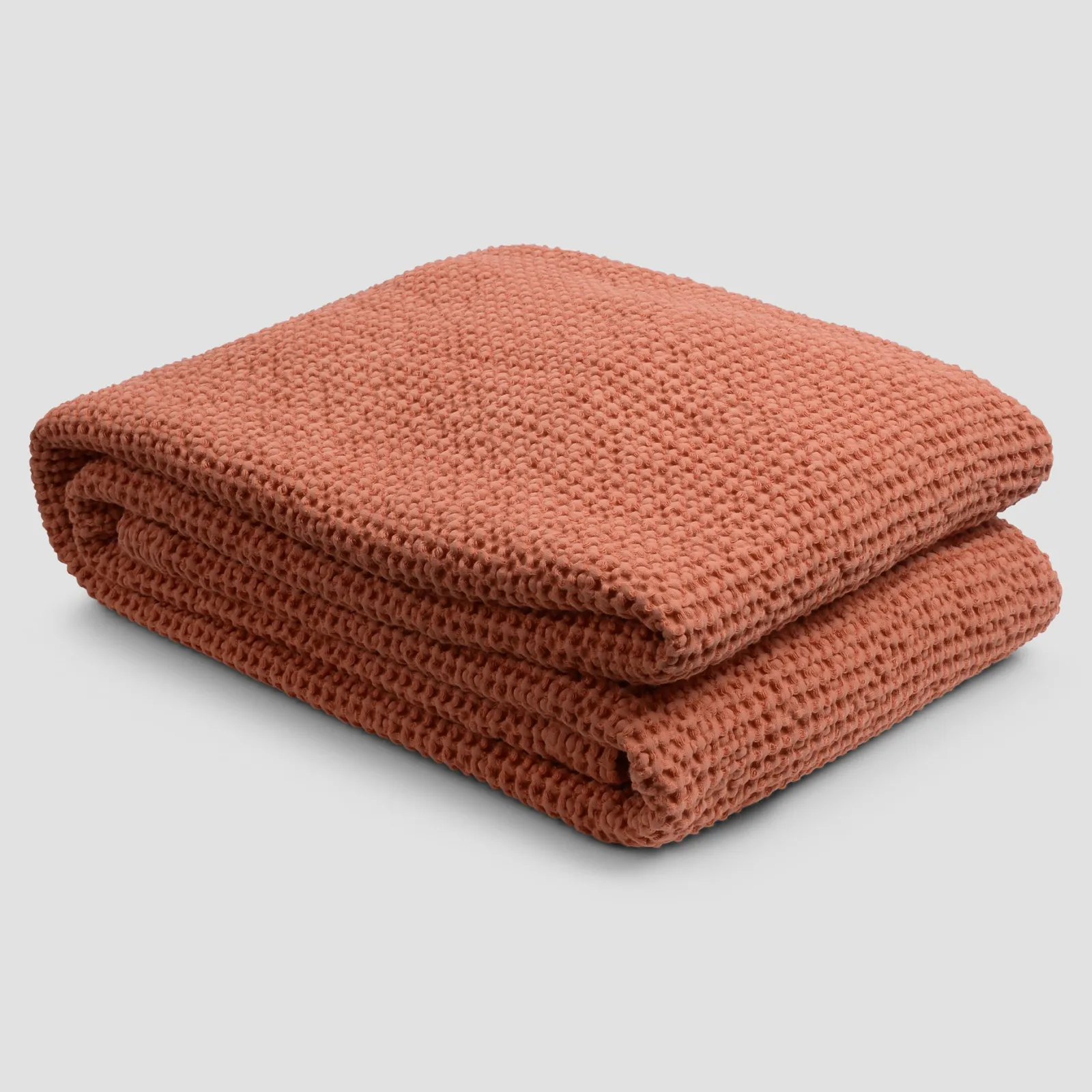 Piglet in Bed Waffle Cotton Throw Burnt Orange Fashion