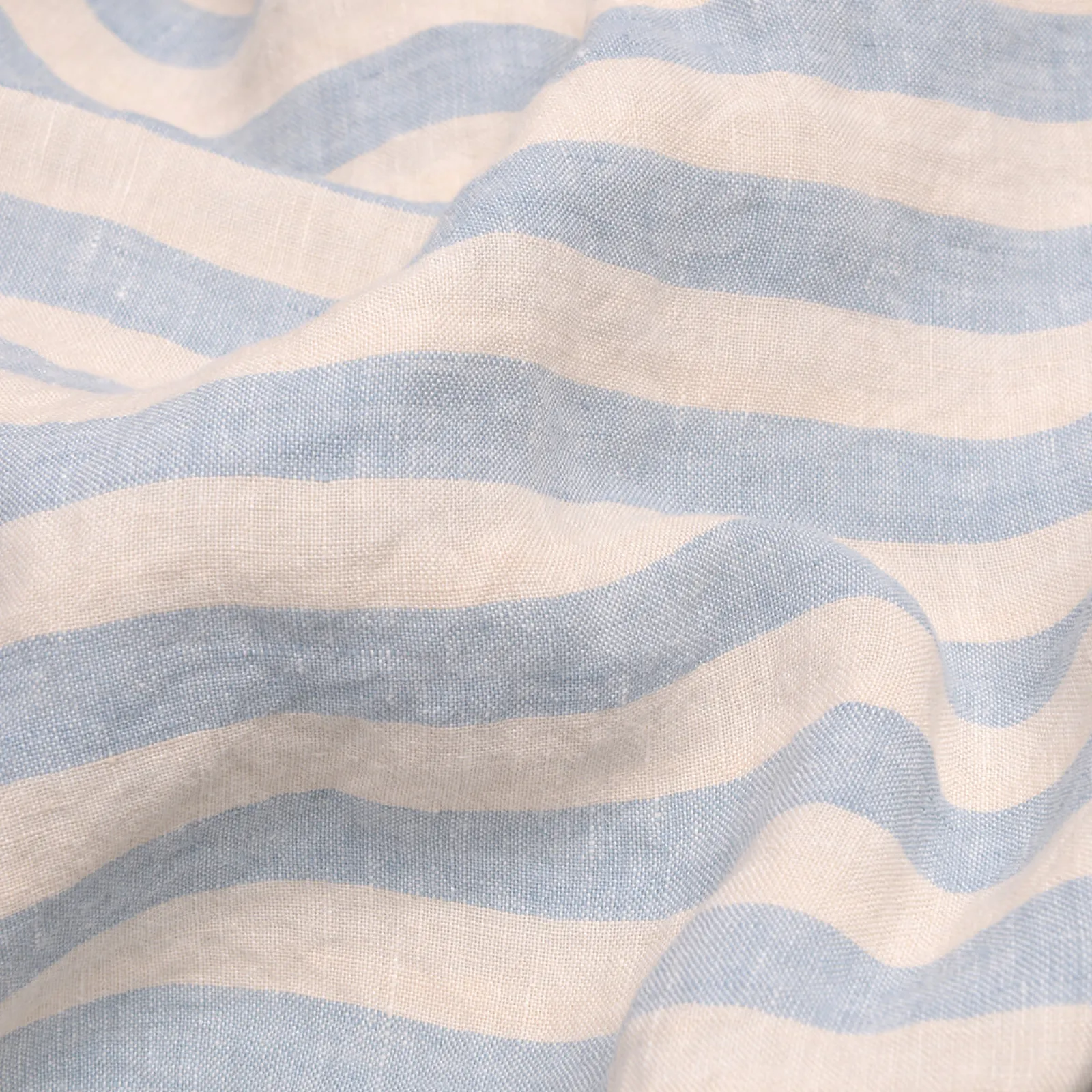 Piglet in Bed 100% Linen Fitted Sheet Coastal Blue Pembroke Stripe Cheap