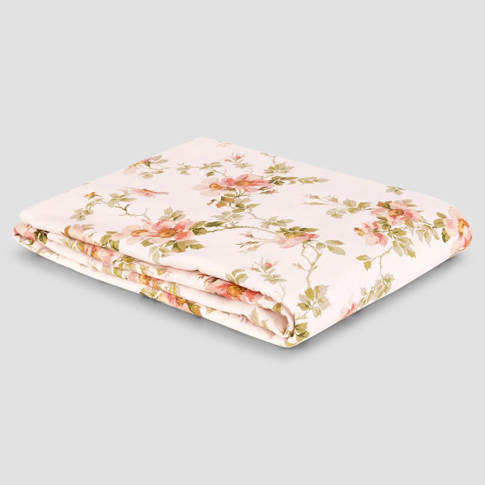 Piglet in Bed Linen Blend Flat Sheet Cream Pastel Field Rose Hot