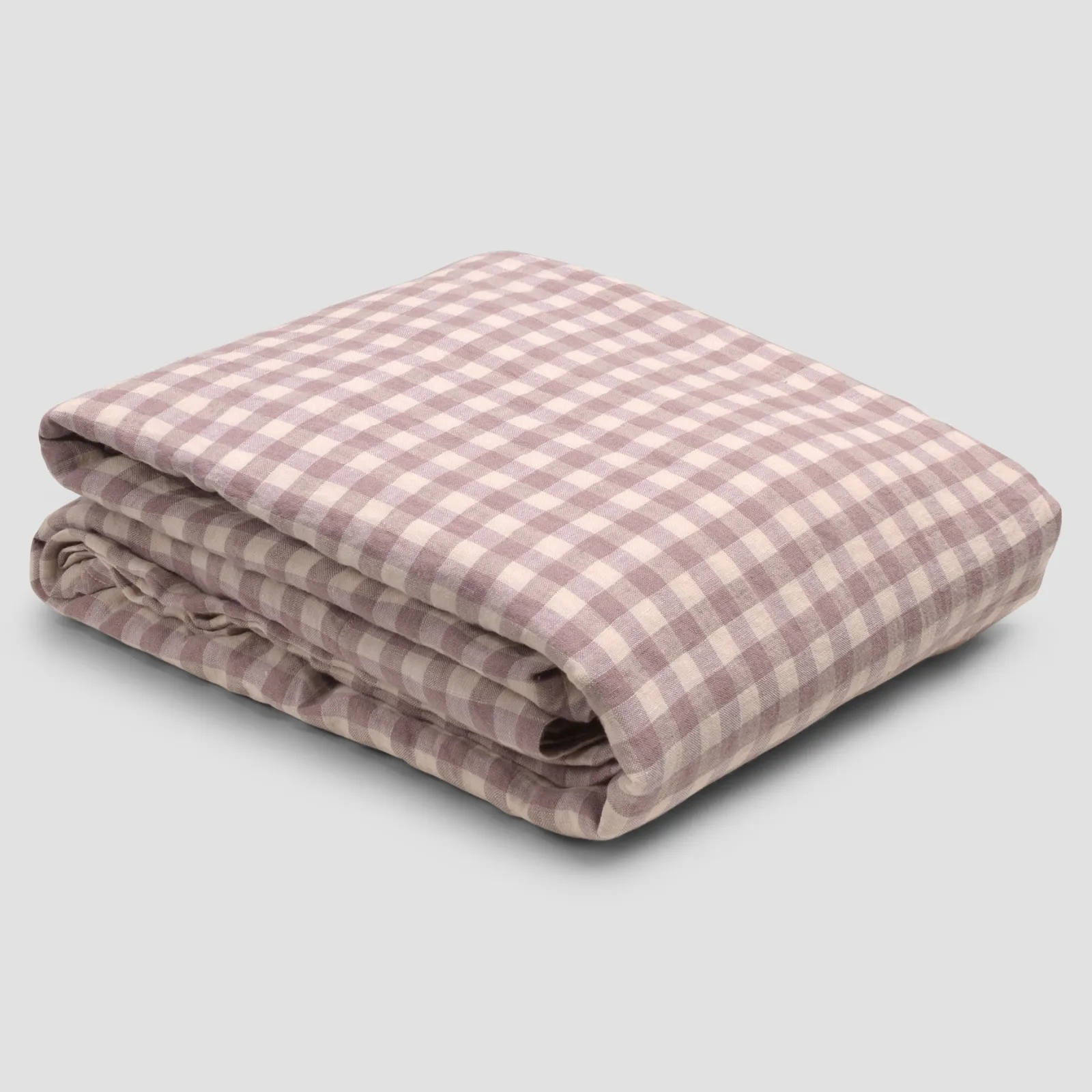 Piglet in Bed Elderberry Gingham 100% Linen Flat Sheet Discount