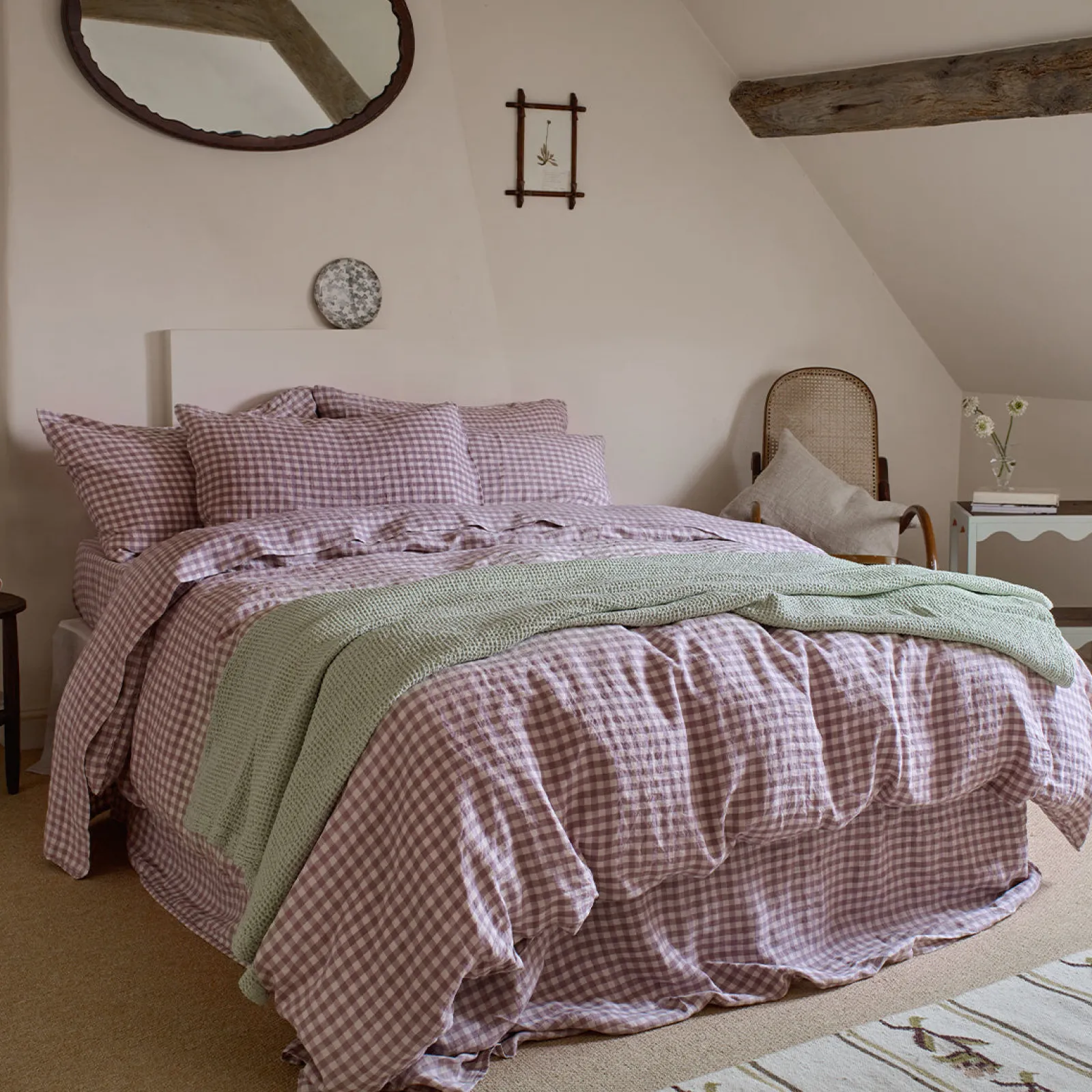 Piglet in Bed Linen Blend Duvet Cover Elderberry Gingham Online