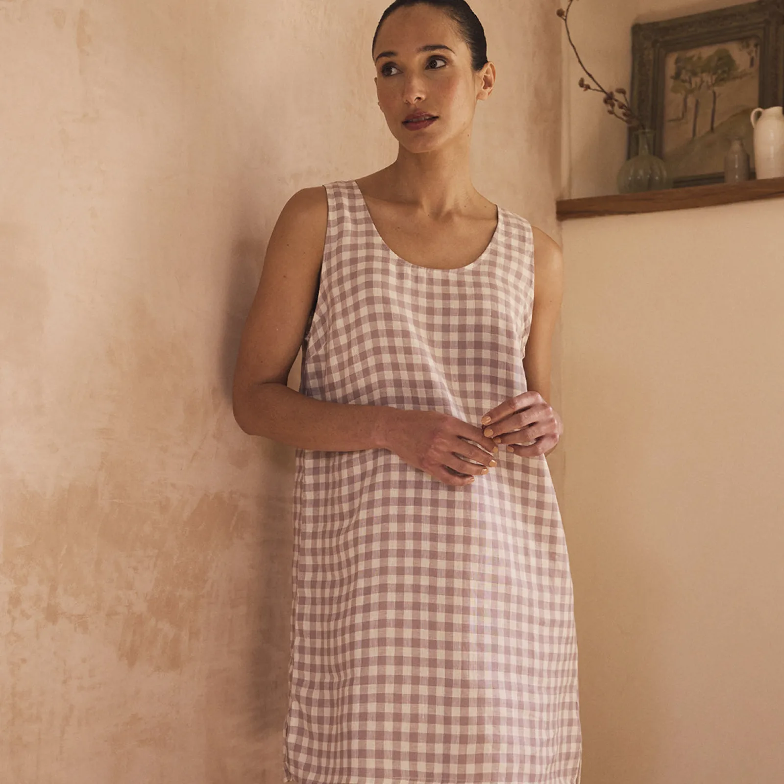 Piglet in Bed Linen Night Dress Elderberry Gingham Flash Sale