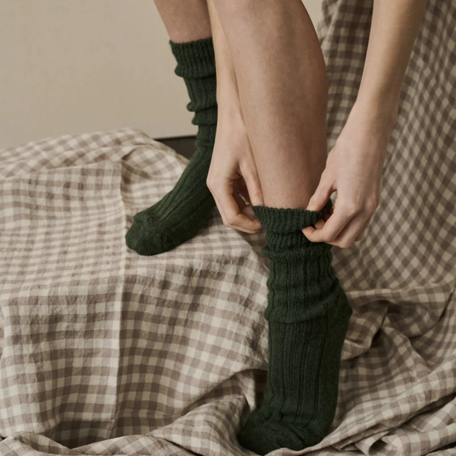 Piglet in Bed Fern Green Alpaca Socks Outlet