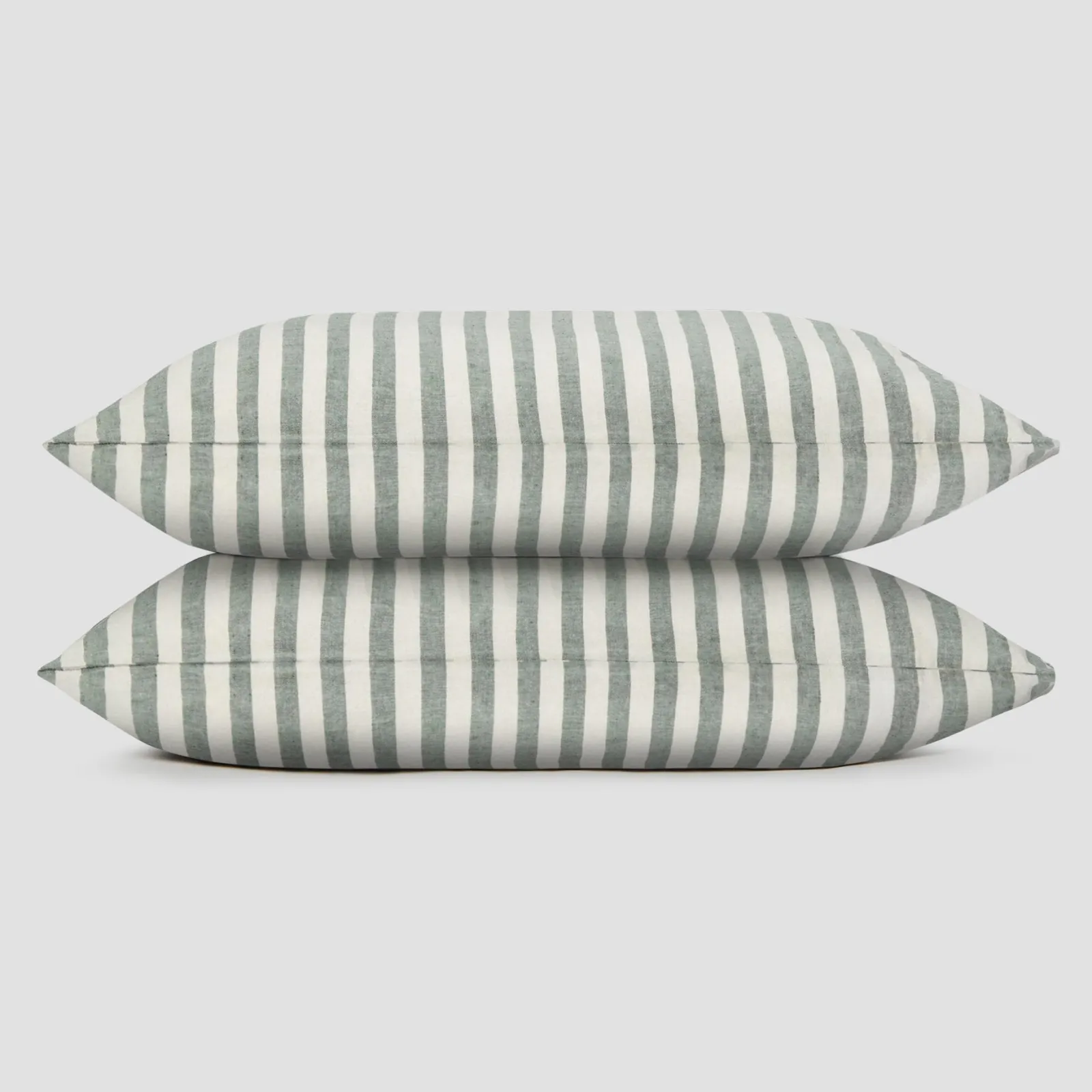 Piglet in Bed Linen Blend Pillowcase (Pair) Fern Green Pembroke Stripe Best Sale