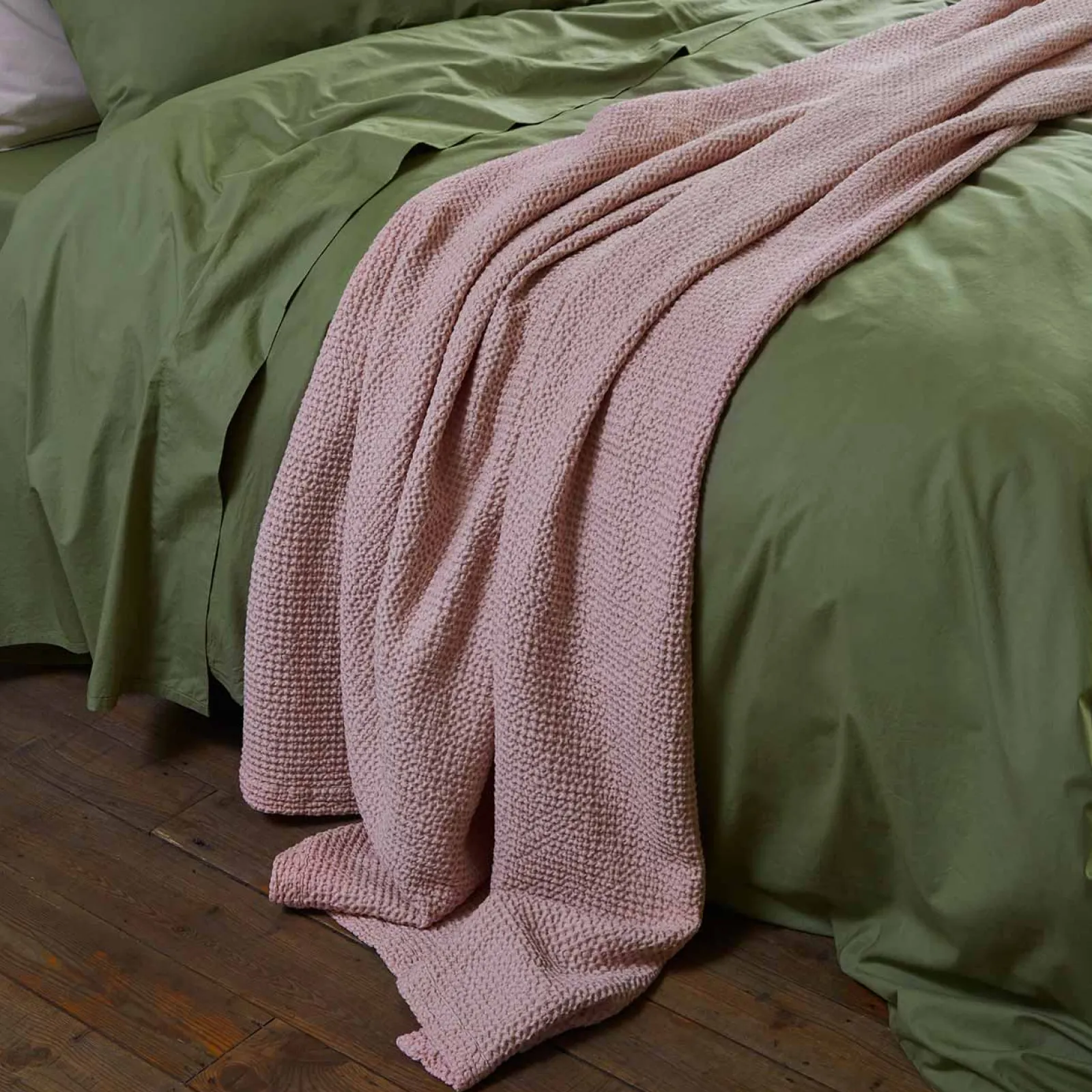 Piglet in Bed French Rose Waffle Cotton Throw Discount