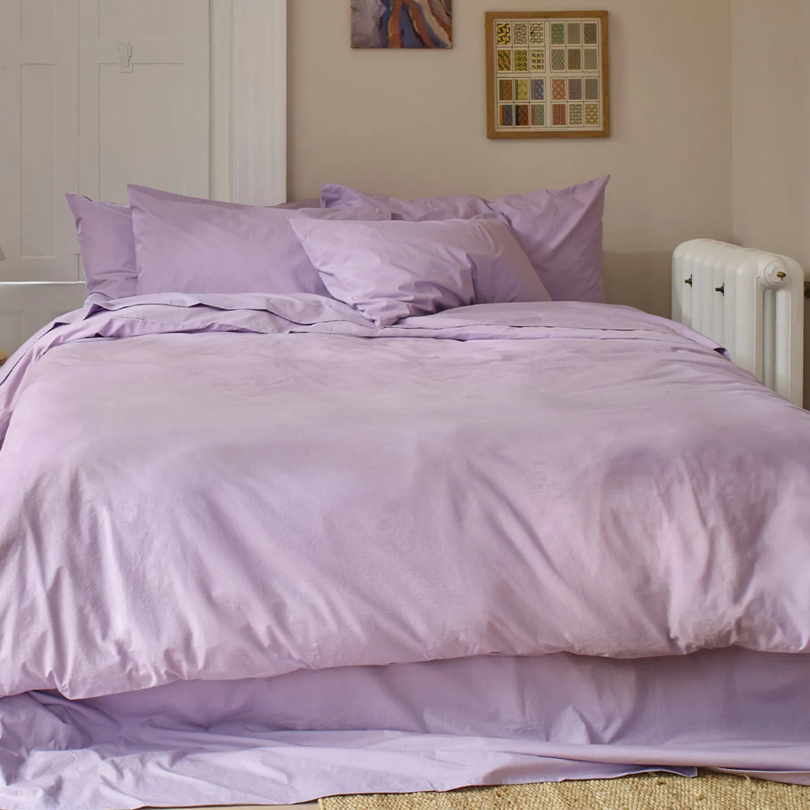 Piglet in Bed Washed Cotton Percale Duvet Cover Lavender Clearance