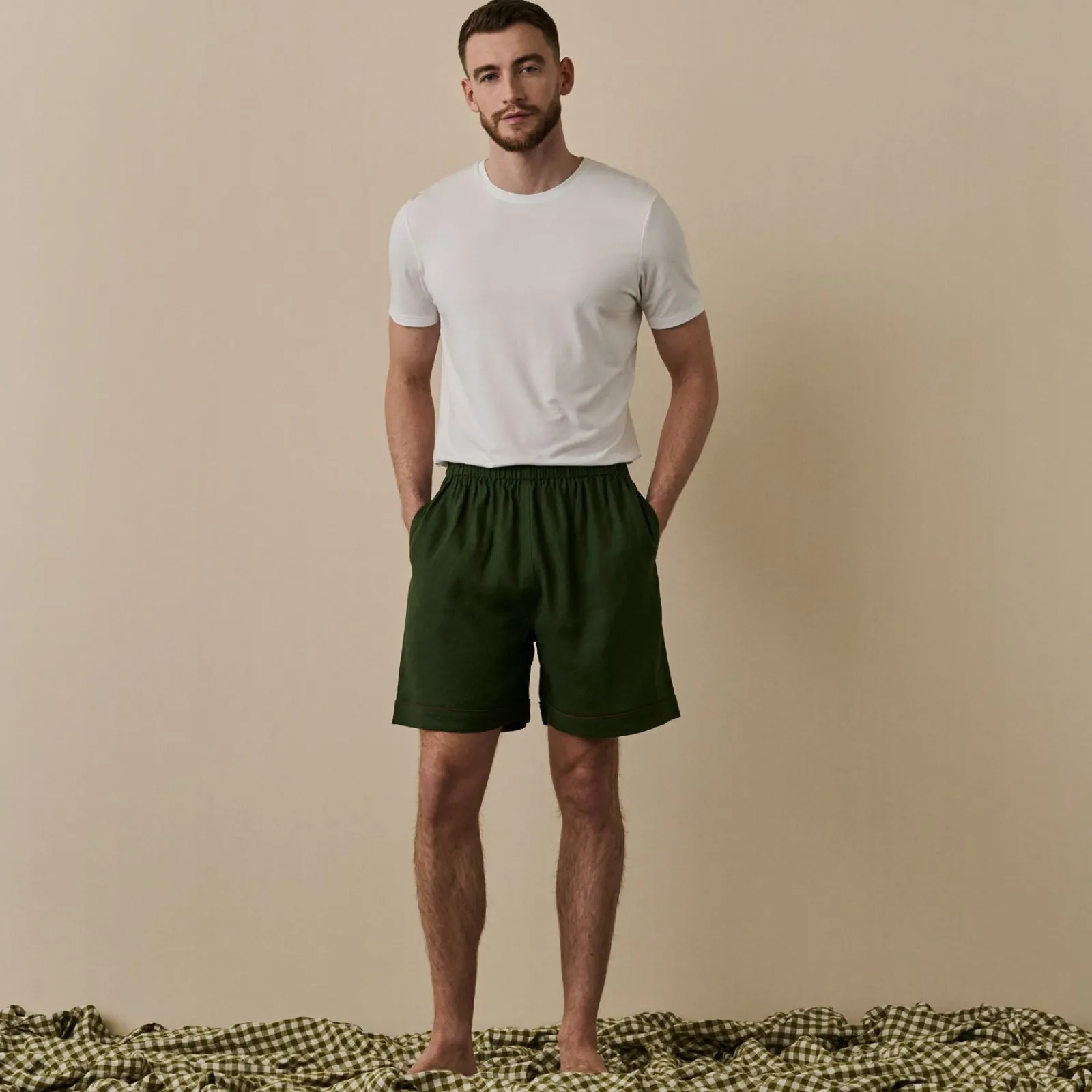 Piglet in Bed Men's Linen Pajama Shorts Fern Green Best