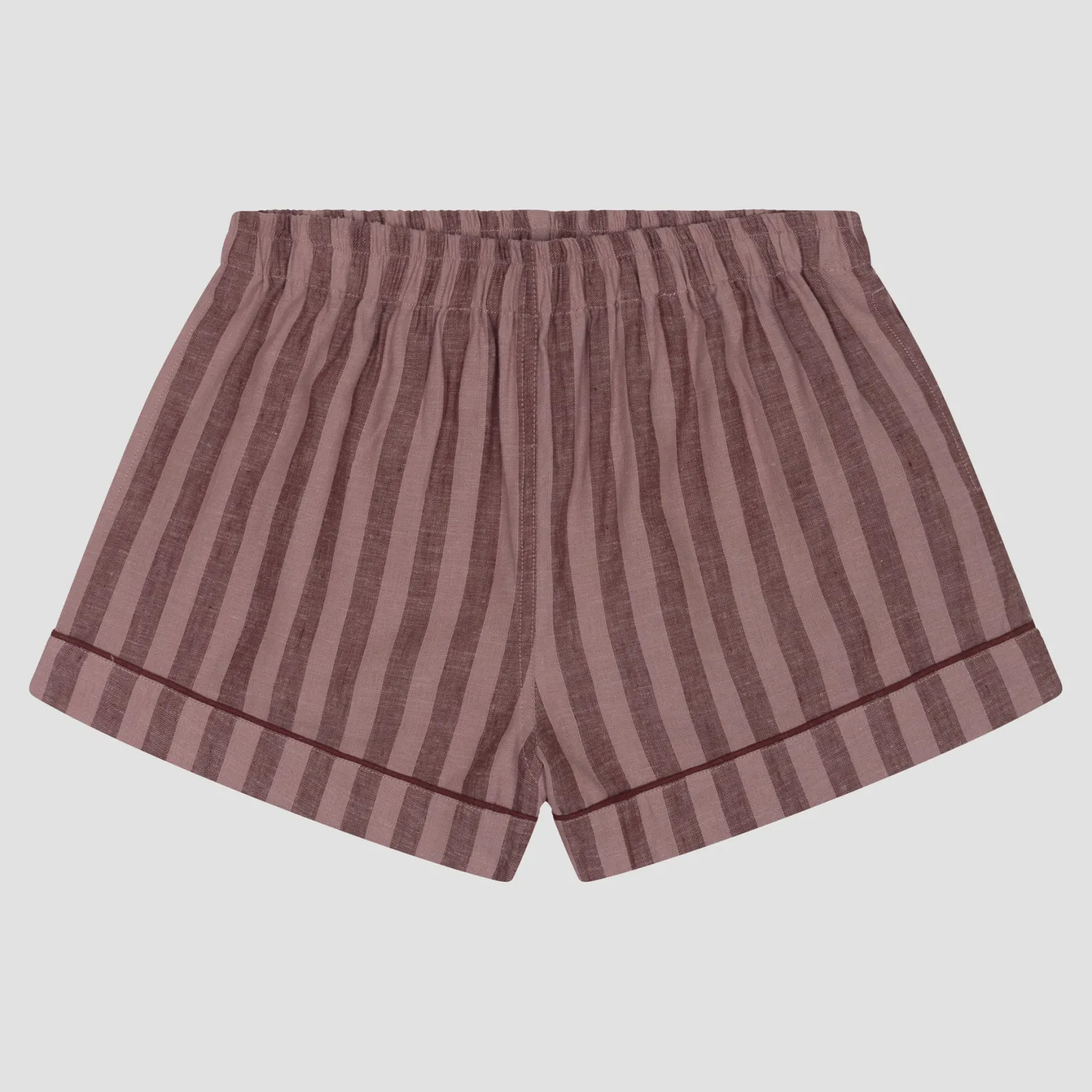 Piglet in Bed Men's d Linen Pajama Shorts Port & Woodrose Stripe Flash Sale