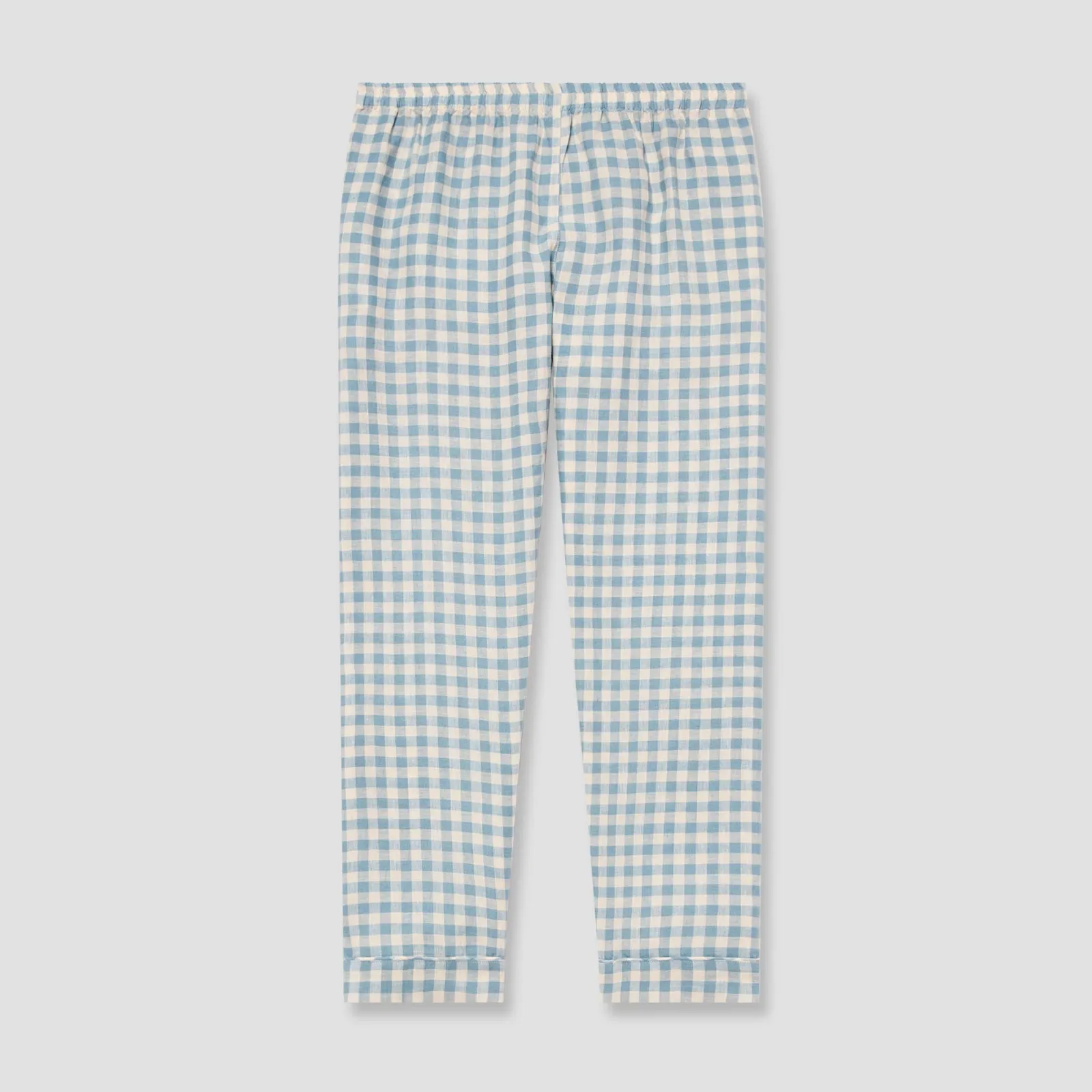 Piglet in Bed Men's Linen Pajama Pants Warm Blue Gingham Store