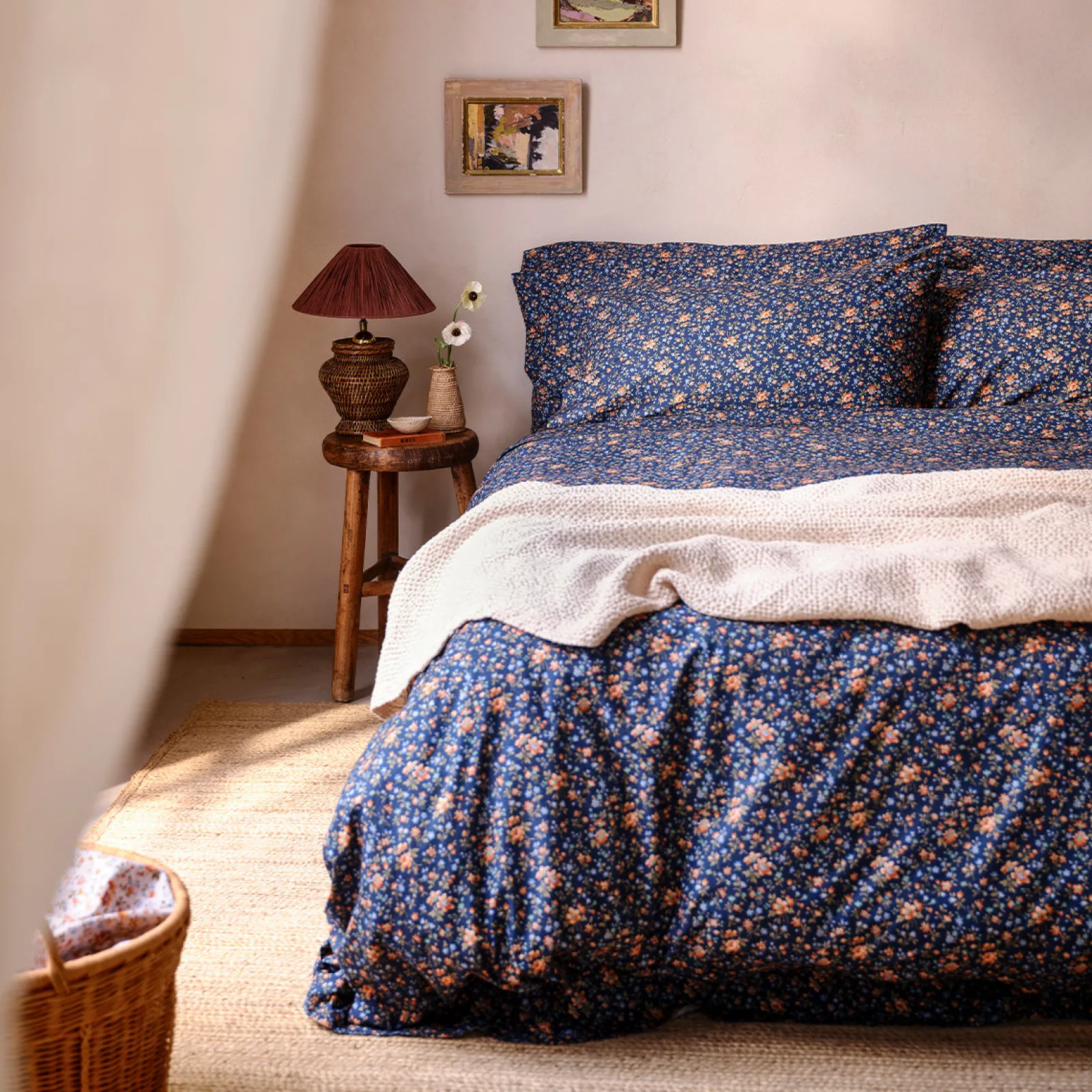 Piglet in Bed Cotton Pillowcases Midnight Cottage Floral Sale