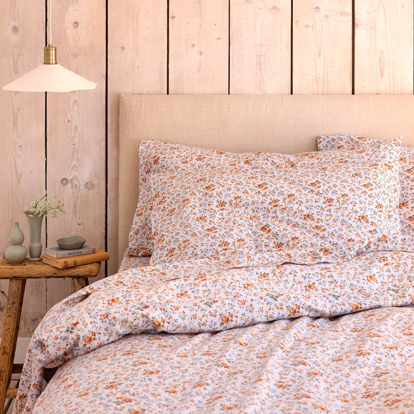 Piglet in Bed Cotton Pillowcases Milk Cottage Floral Clearance