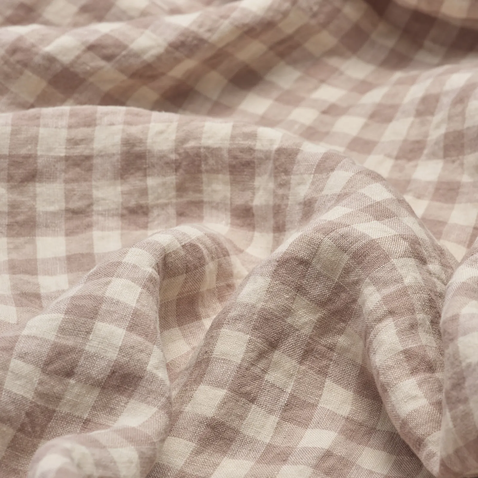 Piglet in Bed 100% Linen Flat Sheet Mushroom Gingham Cheap