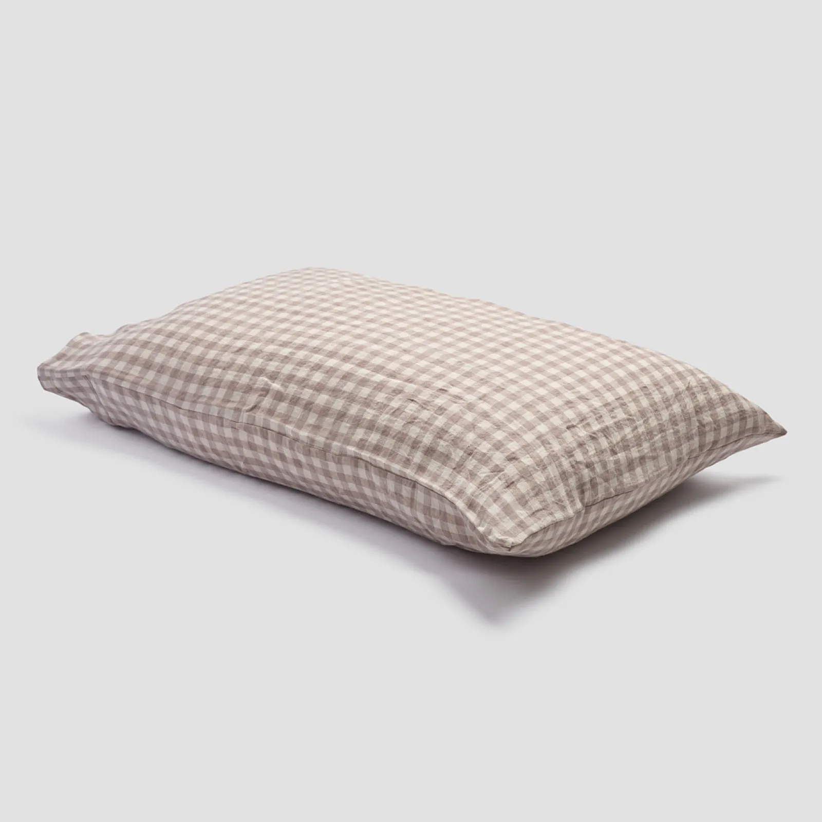 Piglet in Bed Linen Blend Pillowcase (Pair) Mushroom Gingham Online