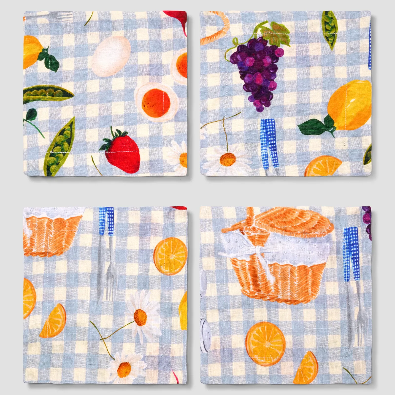 Piglet in Bed Printed Linen Coasters Set of 4 Picnic Alfresco Fashion