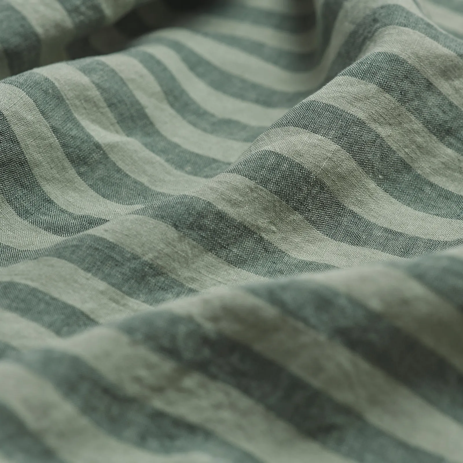 Piglet in Bed Pine Green Stripe 100% Linen Fitted Sheet Pine Green Pembroke Stripe Online