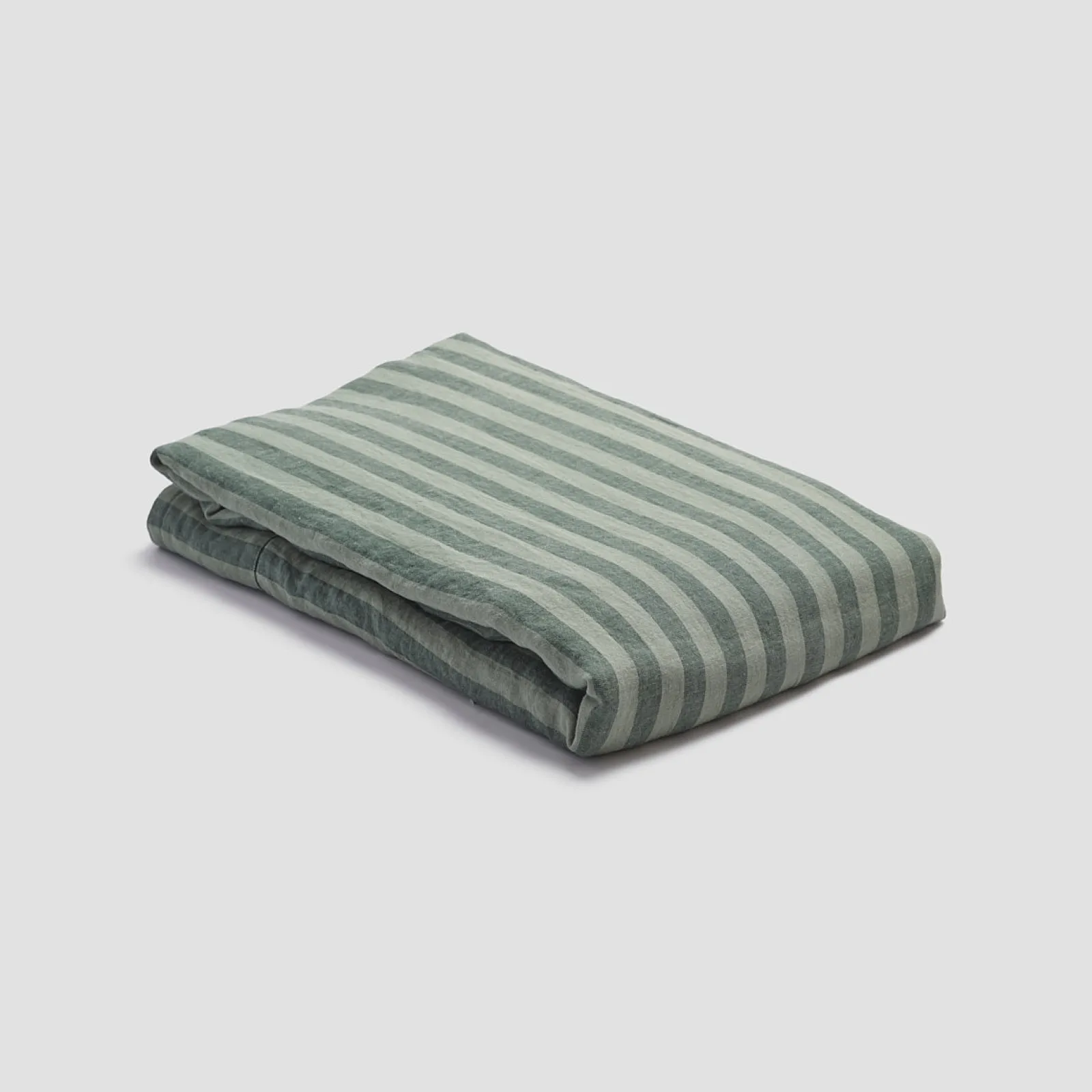 Piglet in Bed Pine Green Stripe 100% Linen Flat Sheet Pine Green Pembroke Stripe Hot