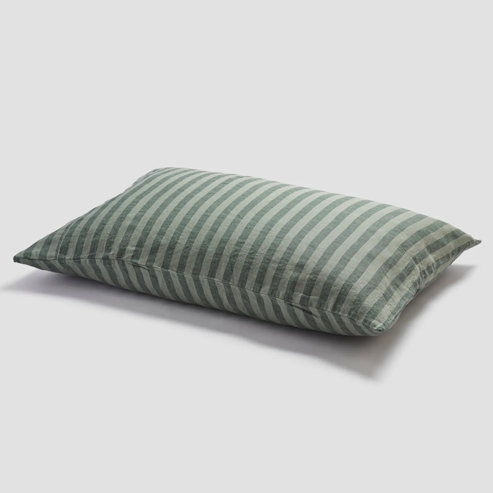 Piglet in Bed Pine Green Stripe 100% Linen Pillowcases (Pair) Pine Green Pembroke Stripe Cheap