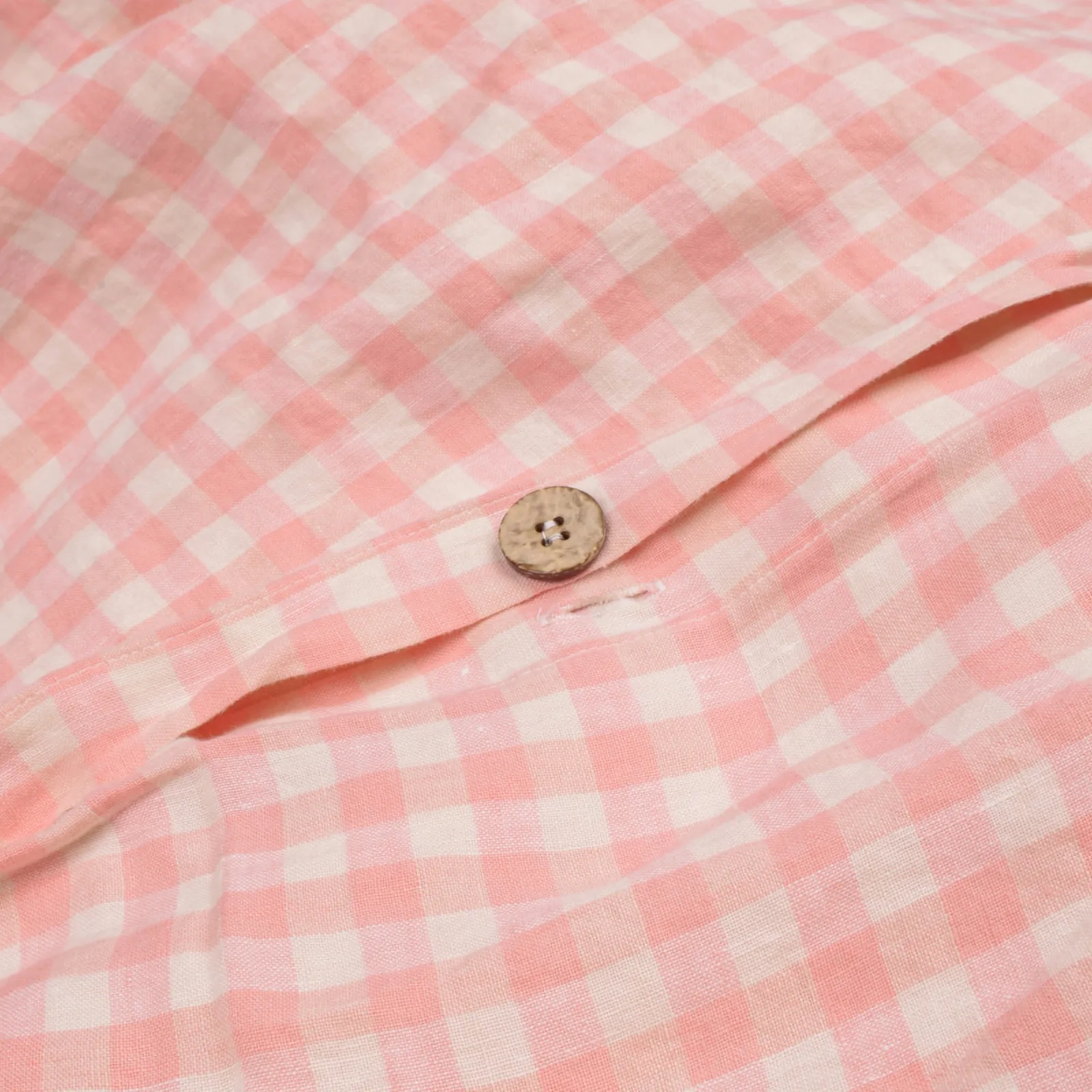 Piglet in Bed 100% Linen Duvet Cover Pink Bloom Gingham Flash Sale