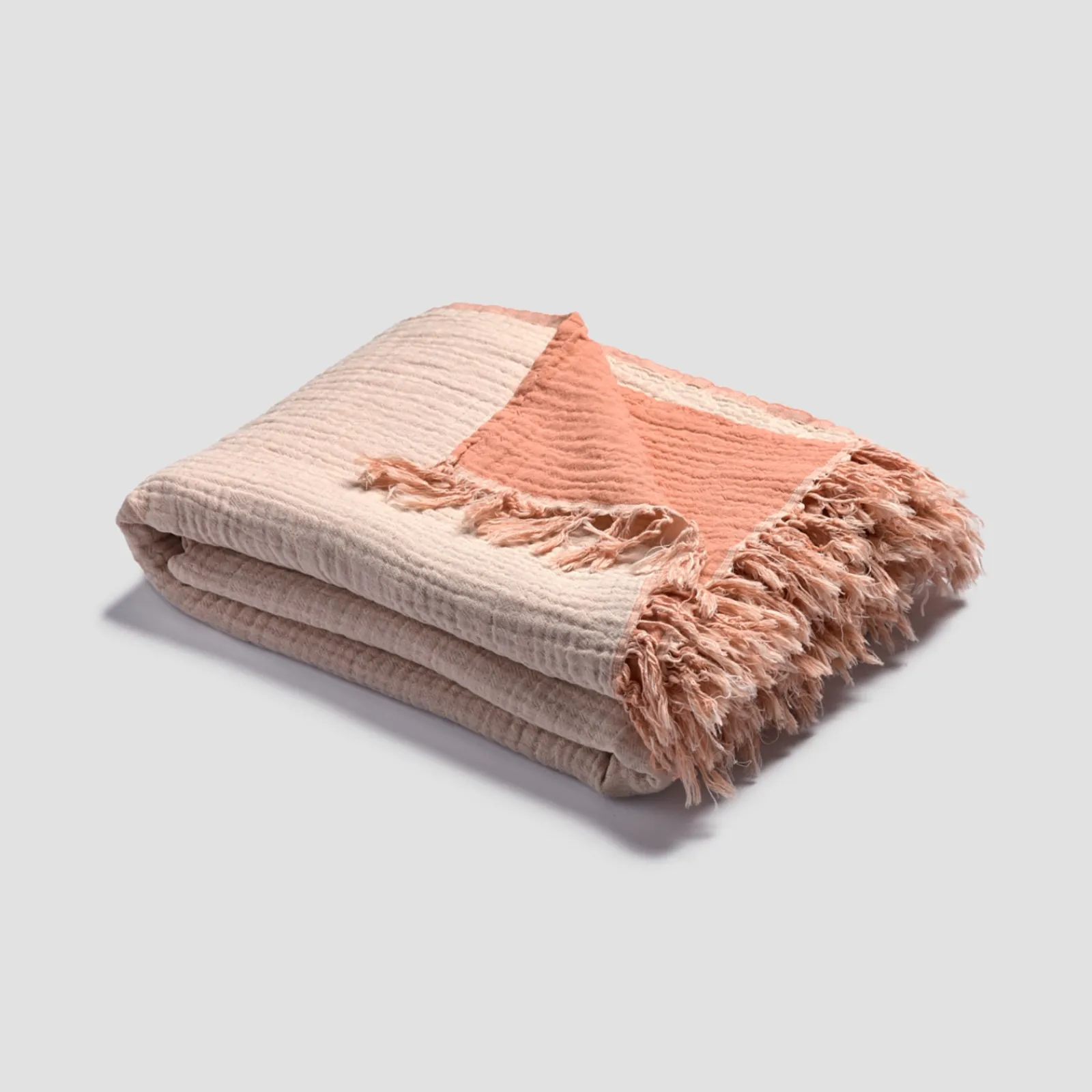 Piglet in Bed Pink Clay & Birch Textured Cotton Throw Pink Clay Birch Cheap