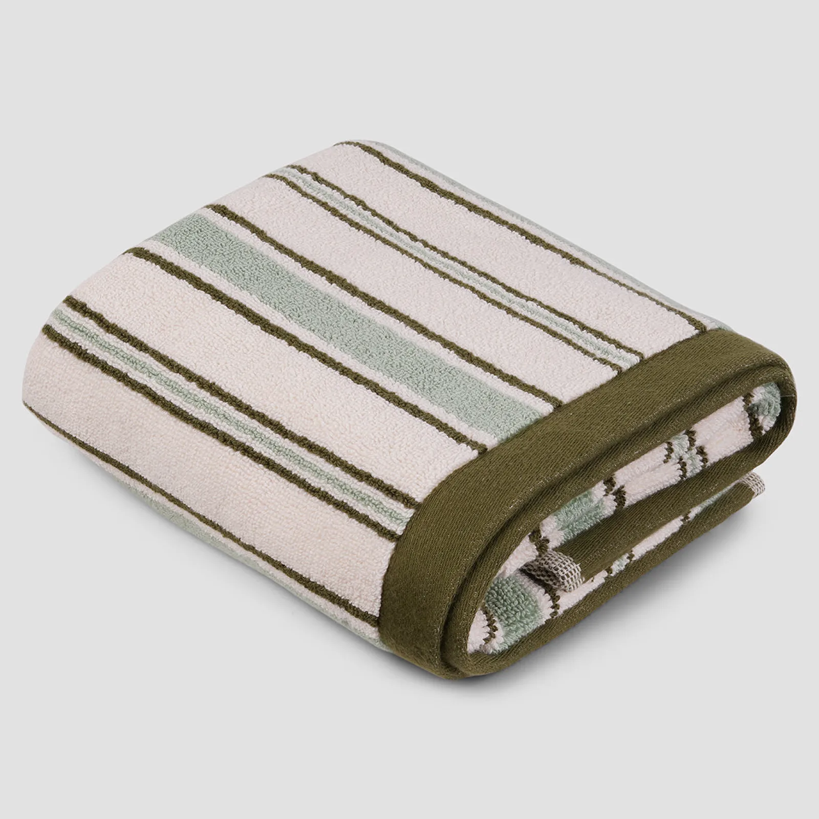 Piglet in Bed Shoreham Stripe Cotton Mat Sage Botanical Green Flash Sale