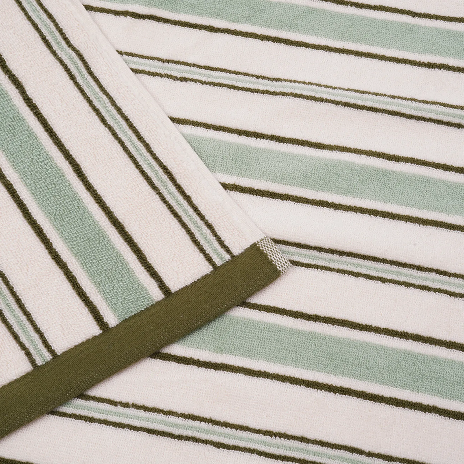 Piglet in Bed Shoreham Stripe Cotton Mat Sage Botanical Green Flash Sale