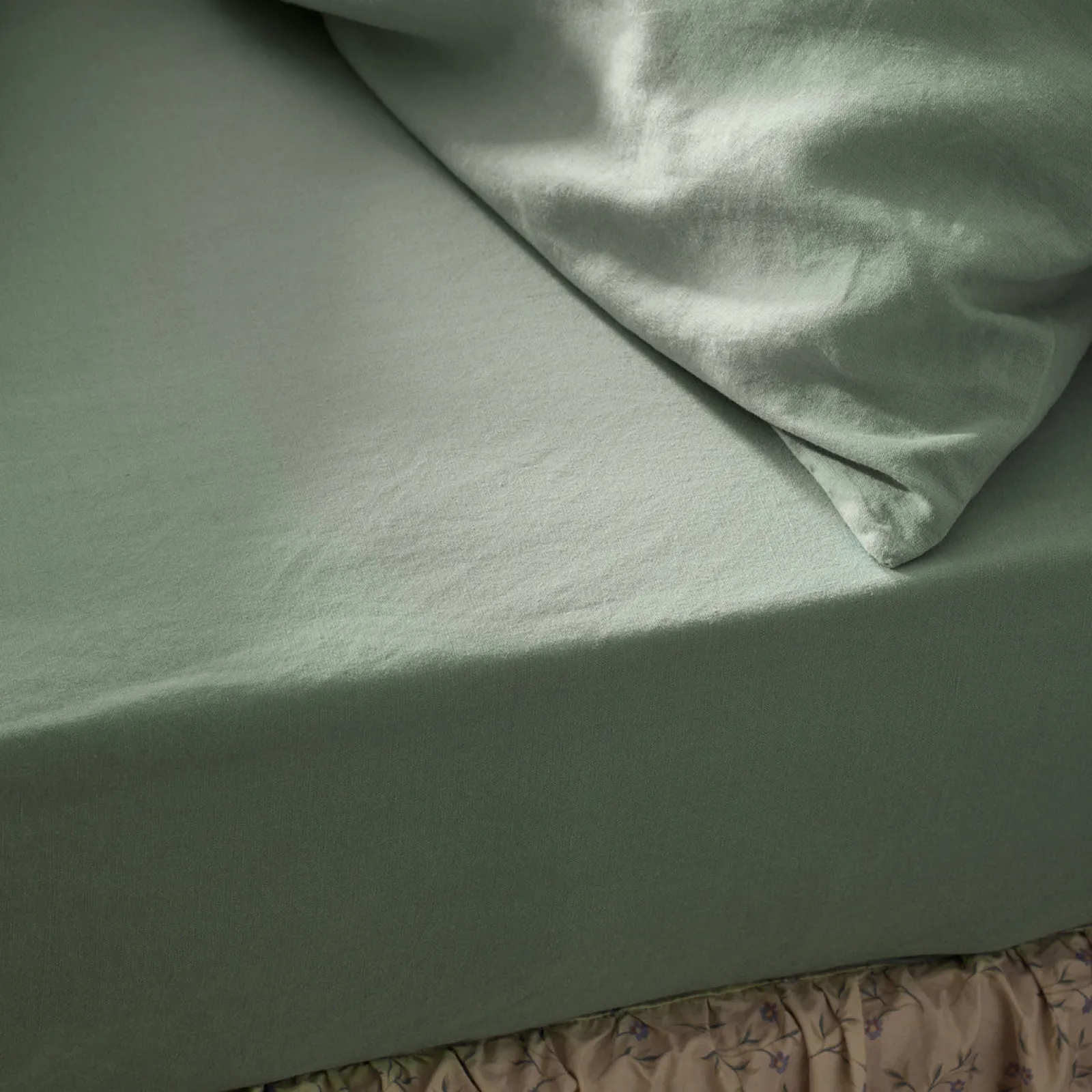 Piglet in Bed Linen Blend Fitted Sheet Sage Green Shop