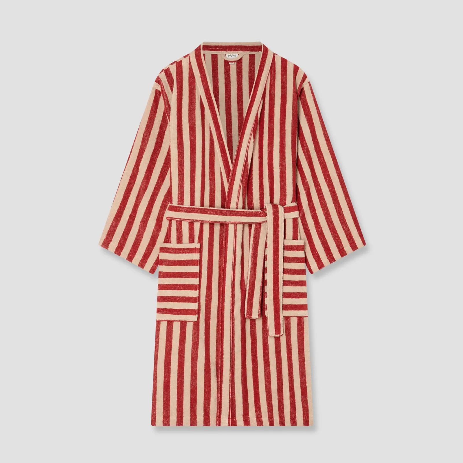 Piglet in Bed Cotton Robe Sandstone Red Pembroke Stripe Shop