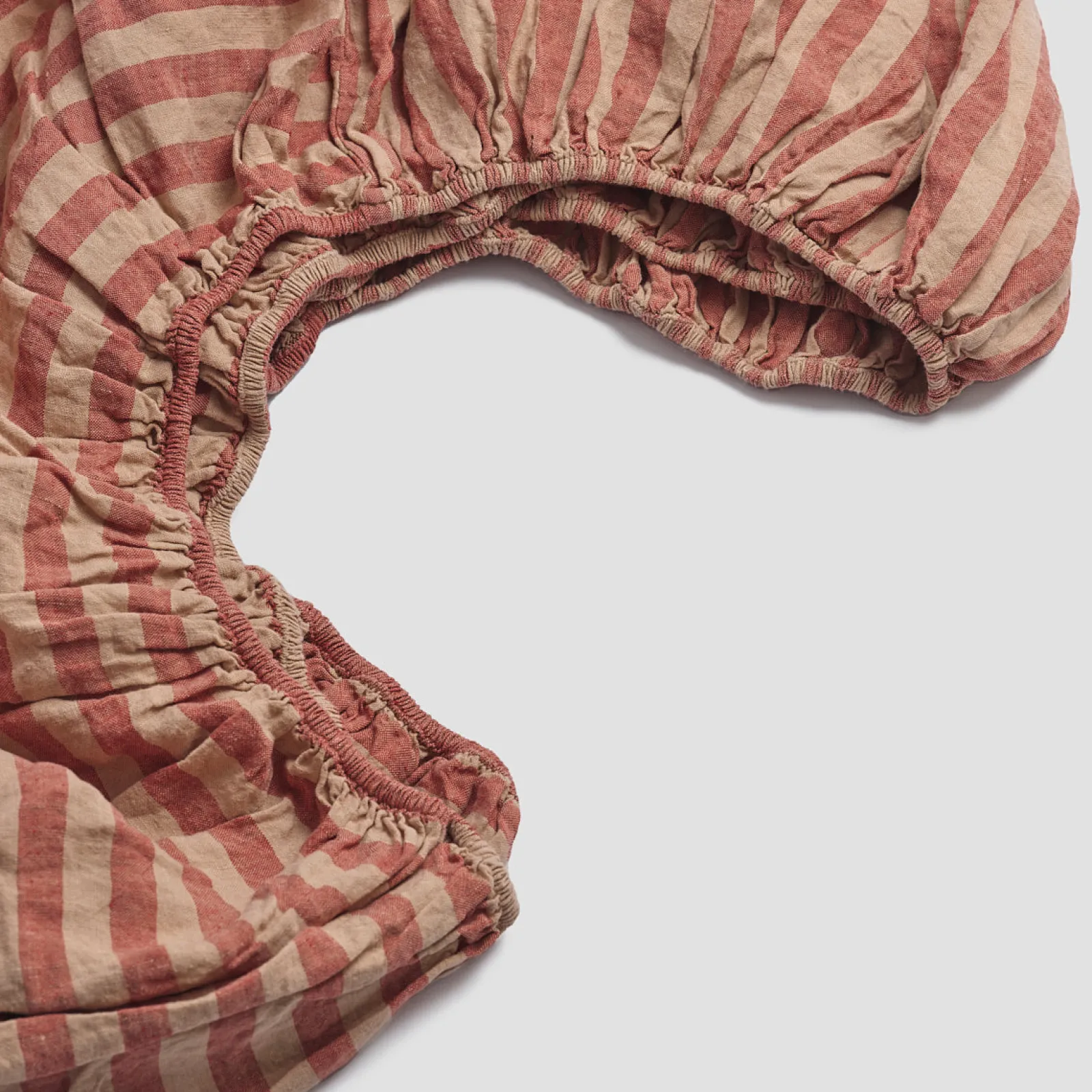 Piglet in Bed Sandstone Red Stripe 100% Linen Fitted Sheet Sandstone Red Pembroke Stripe Shop