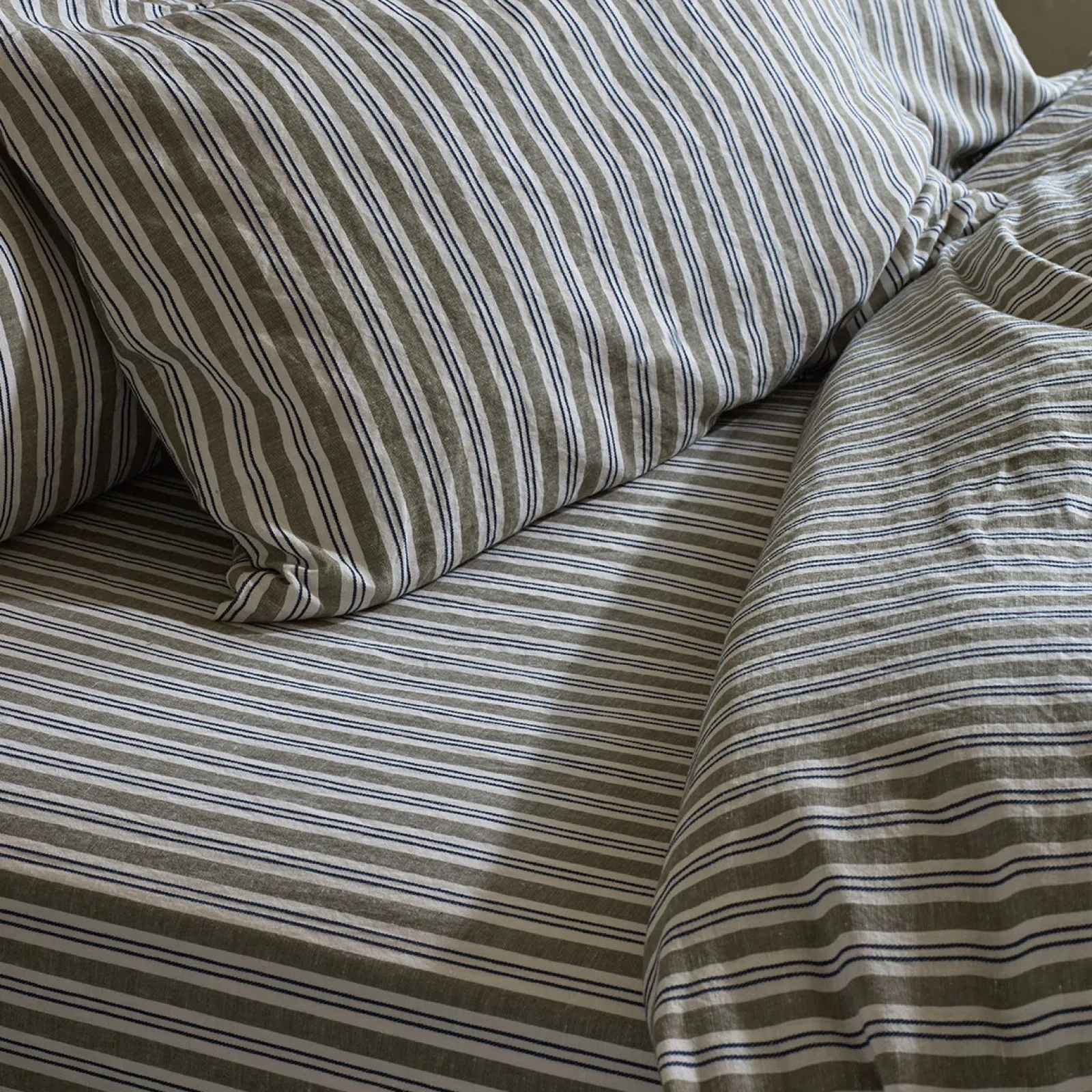 Piglet in Bed Linen Blend Fitted Sheet Thyme Somerley Stripe Cheap