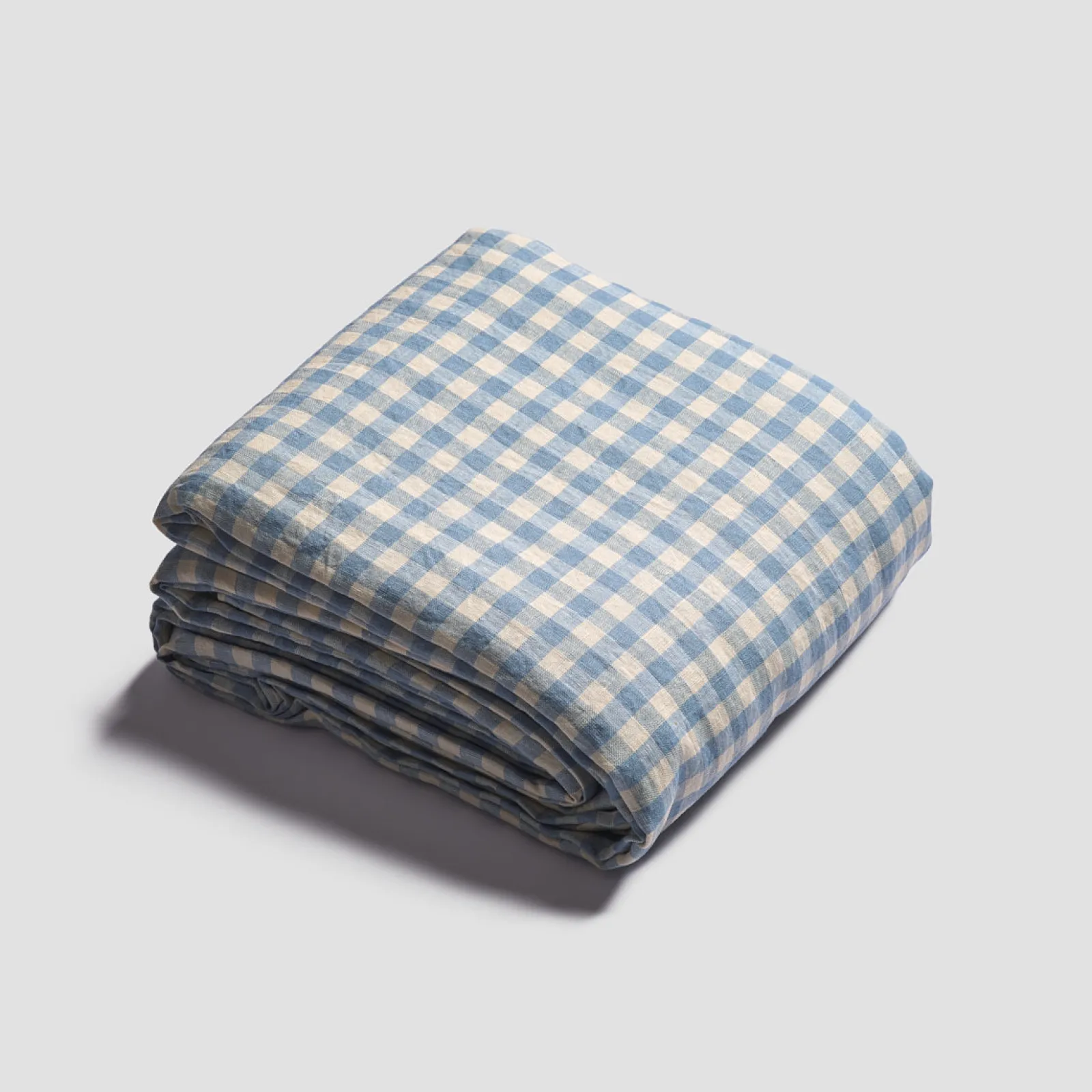 Piglet in Bed 100% Linen Duvet Cover Warm Blue Gingham Shop