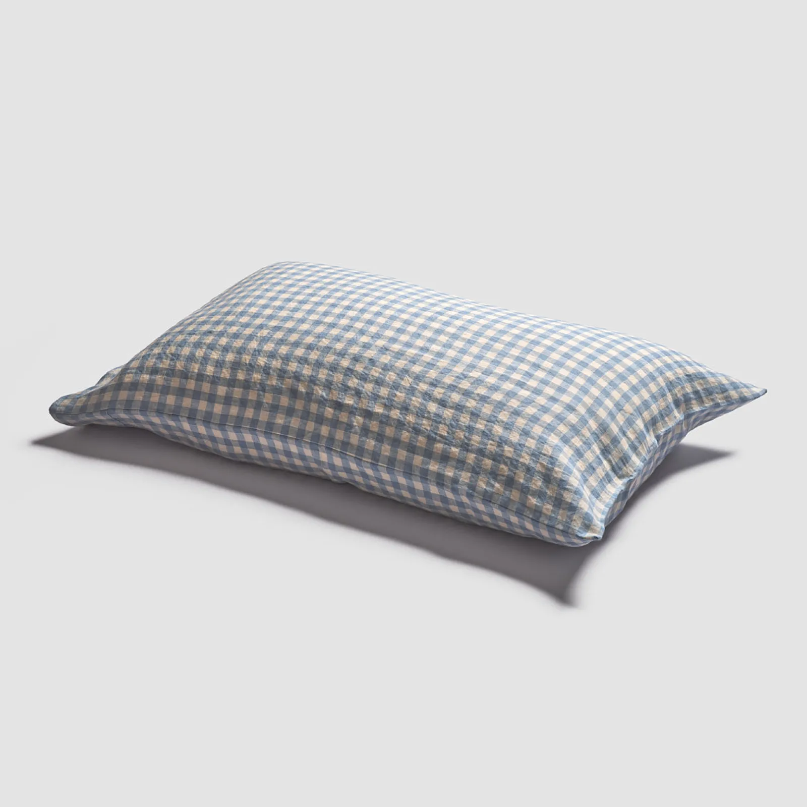 Piglet in Bed 100% Linen Pillowcases (Pair) Warm Blue Gingham Discount