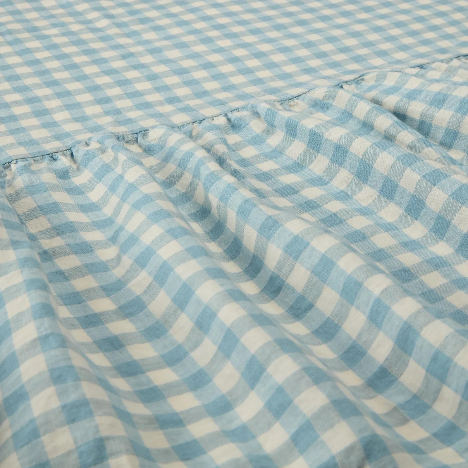 Piglet in Bed Linen Blend Bed Skirt Warm Blue Gingham Best