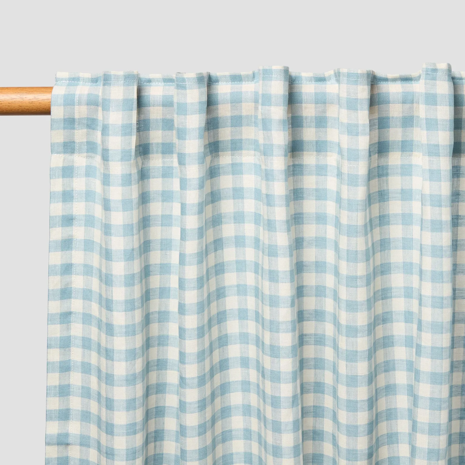 Piglet in Bed Linen Blend Curtains (Pair) Warm Blue Gingham Best