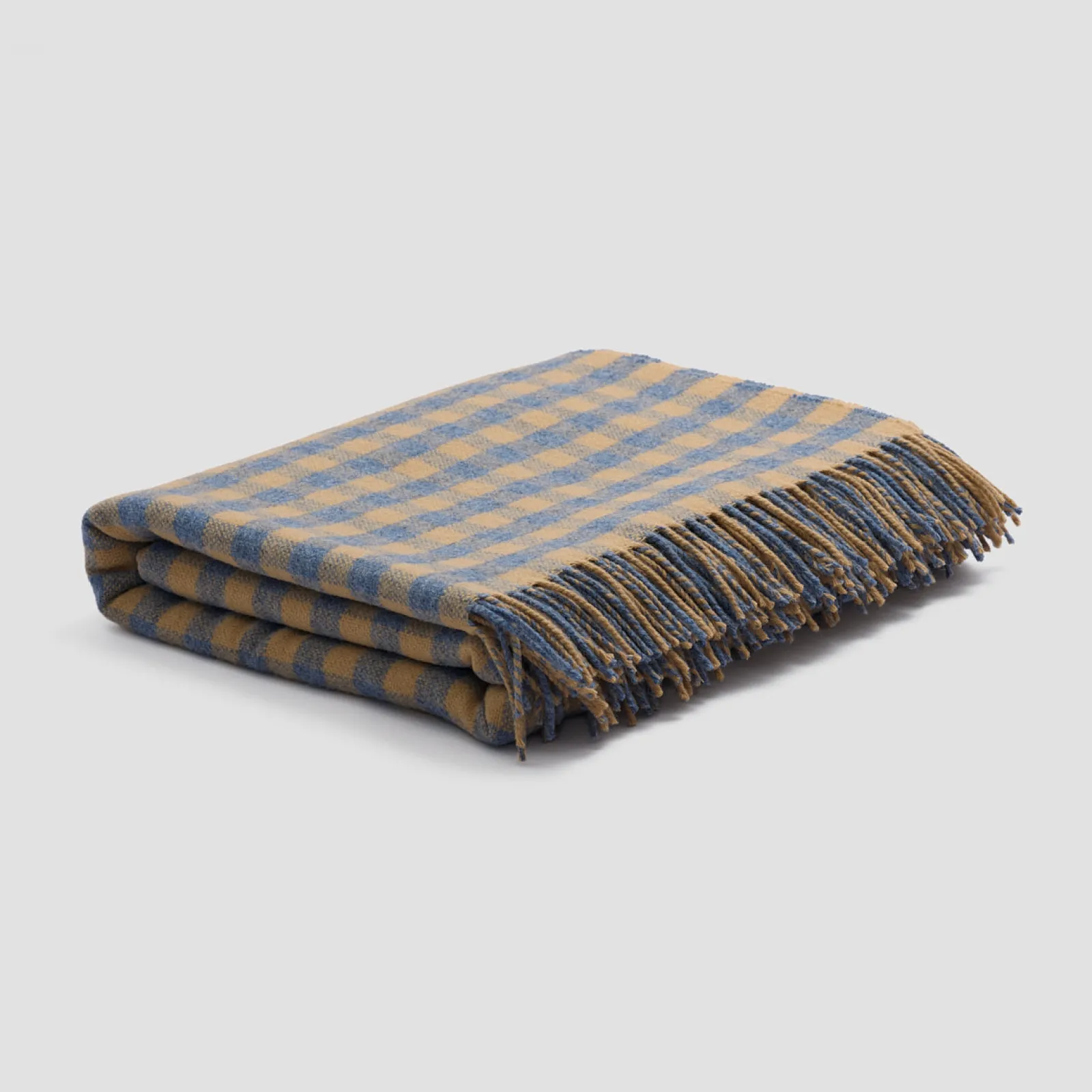 Piglet in Bed Wool Blanket Warm Blue Gingham Clearance