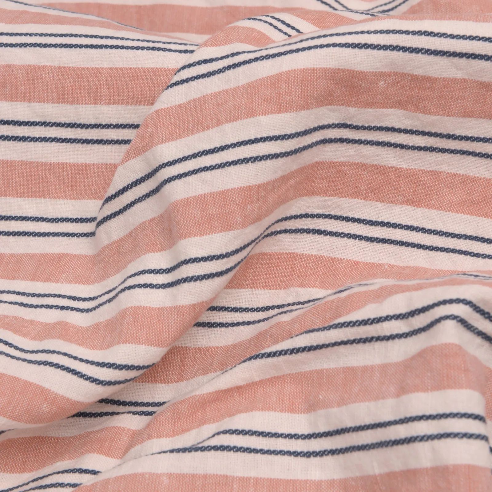 Piglet in Bed Linen Blend Fitted Sheet Warm Clay Somerley Stripe Hot